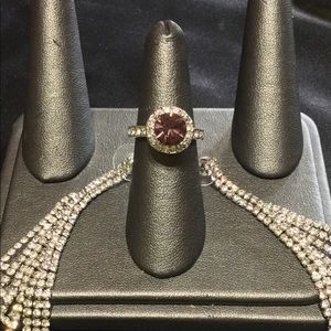 CLEAR LAVENDAR CRYSTAL STONE RING